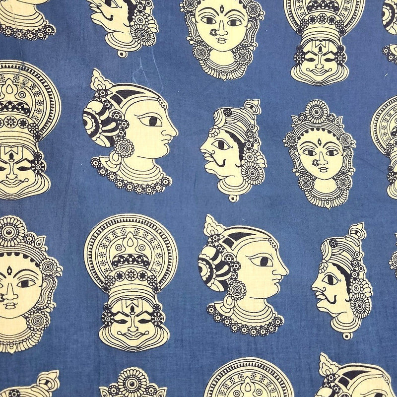 Kalamkari Cotton Fabric - EB12542 - Flat Fabric