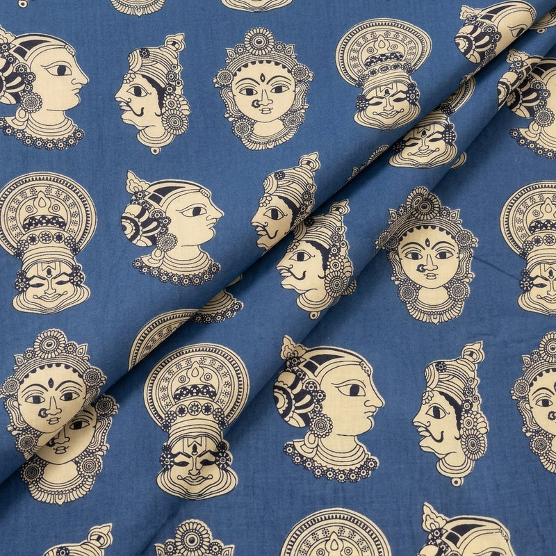 Kalamkari Cotton Fabric - EB12542 - Folds