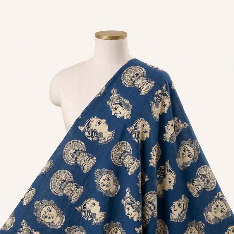 Kalamkari Cotton Fabric - EB12542 - Saree Drape