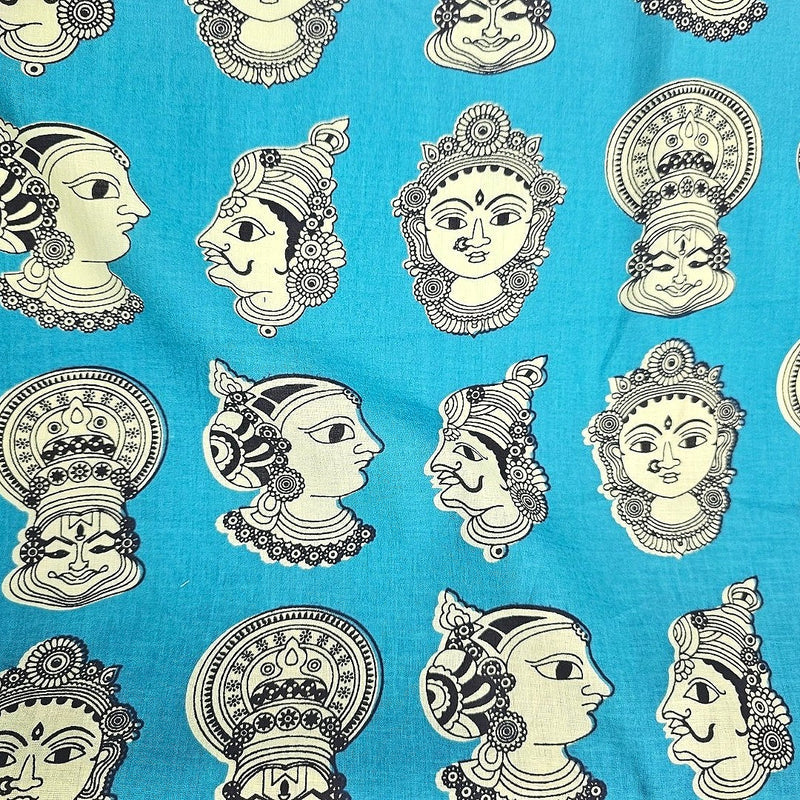 Kalamkari Cotton Fabric - EB12544 - Flat Fabric