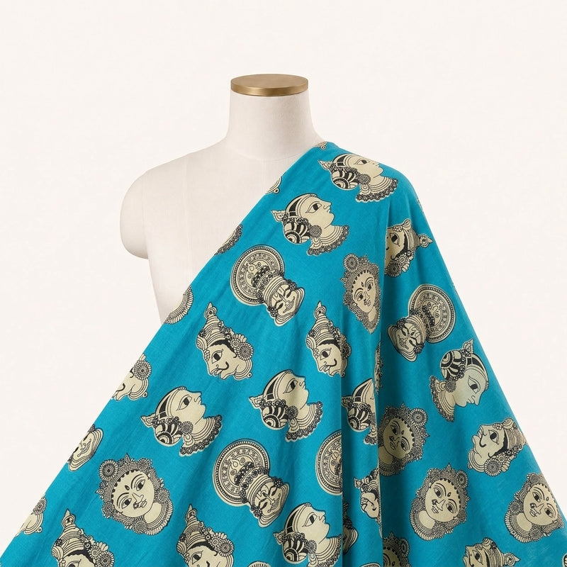 Kalamkari Cotton Fabric - EB12544 - Saree Drape