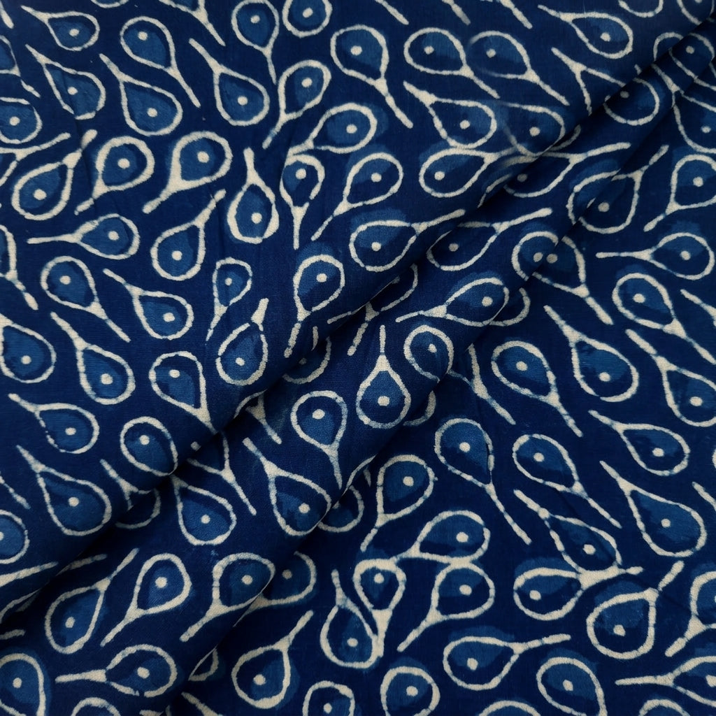 Folded Block Print Indigo Block Print Cotton Fabric