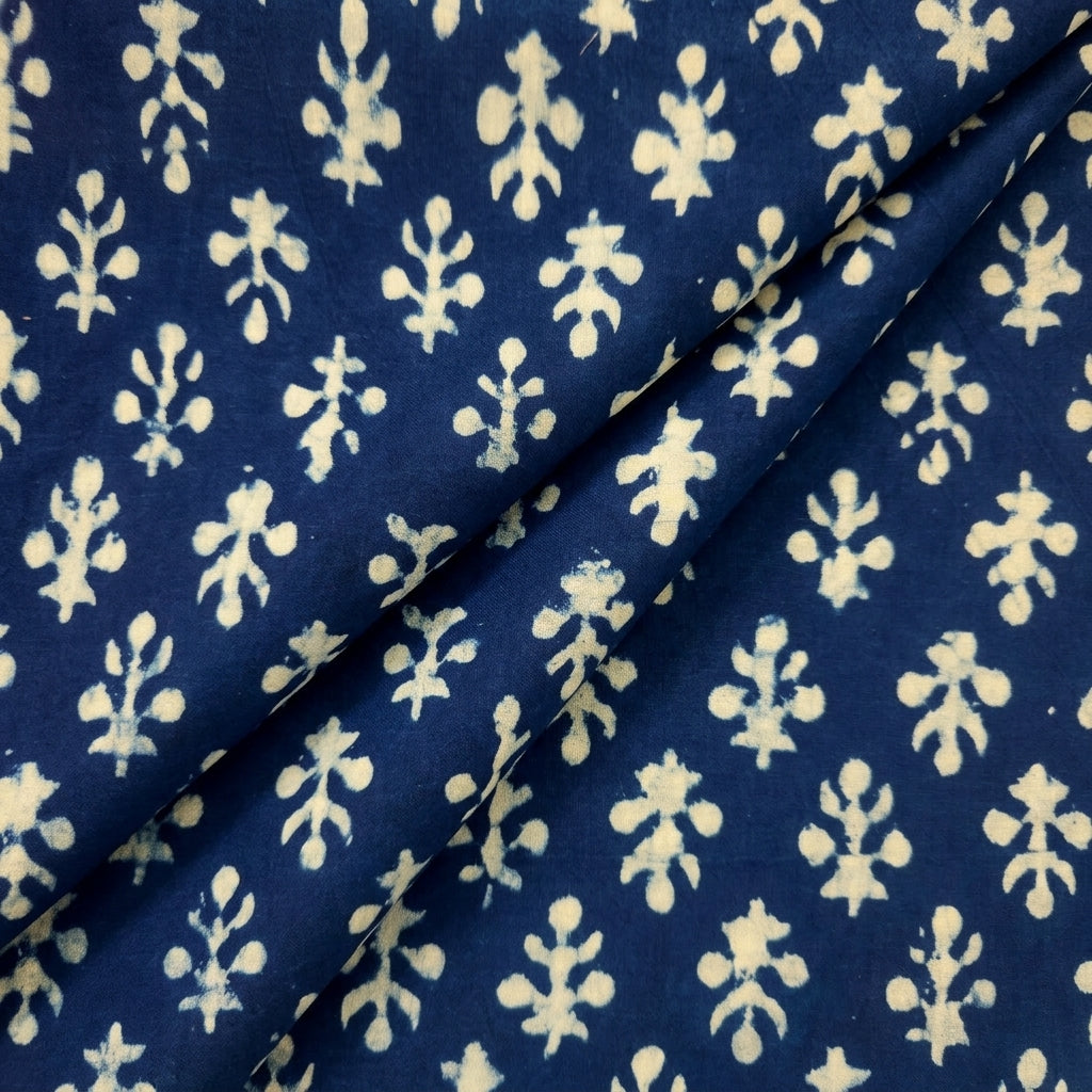 Folded Block Print Indigo Block Print Cotton Fabric