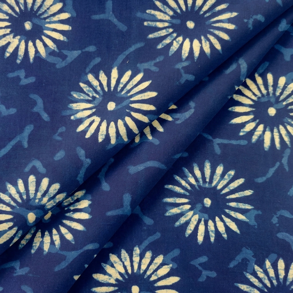 Folded Block Print Indigo Block Print Cotton Fabric