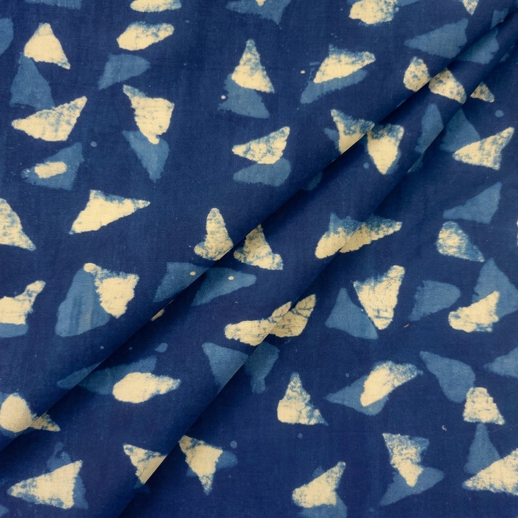 Folded Block Print Indigo Block Print Cotton Fabric