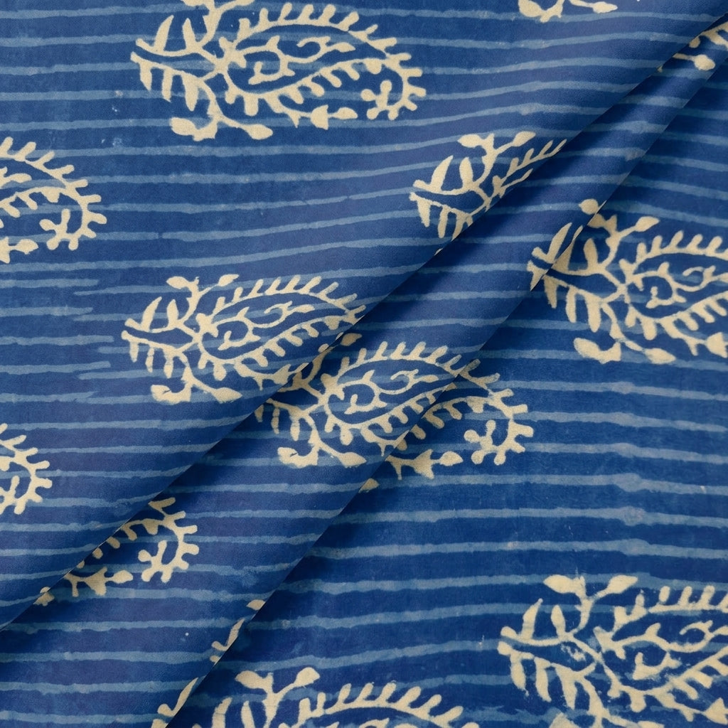Folded Paisley Indigo Paisley Cotton Fabric