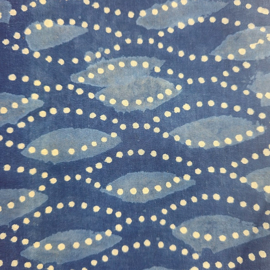 Indigo Block Print Cotton Fabric - EB12631