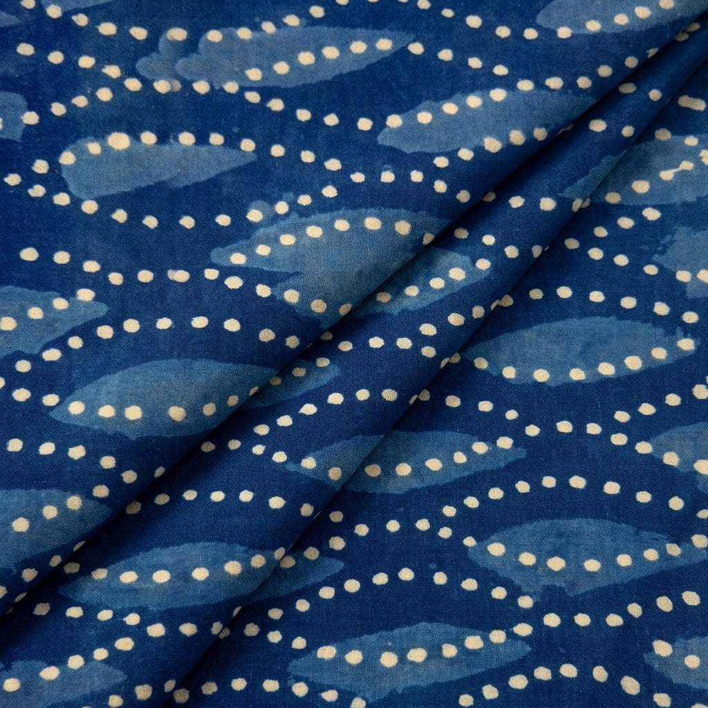 Folded Block Print Indigo Block Print Cotton Fabric