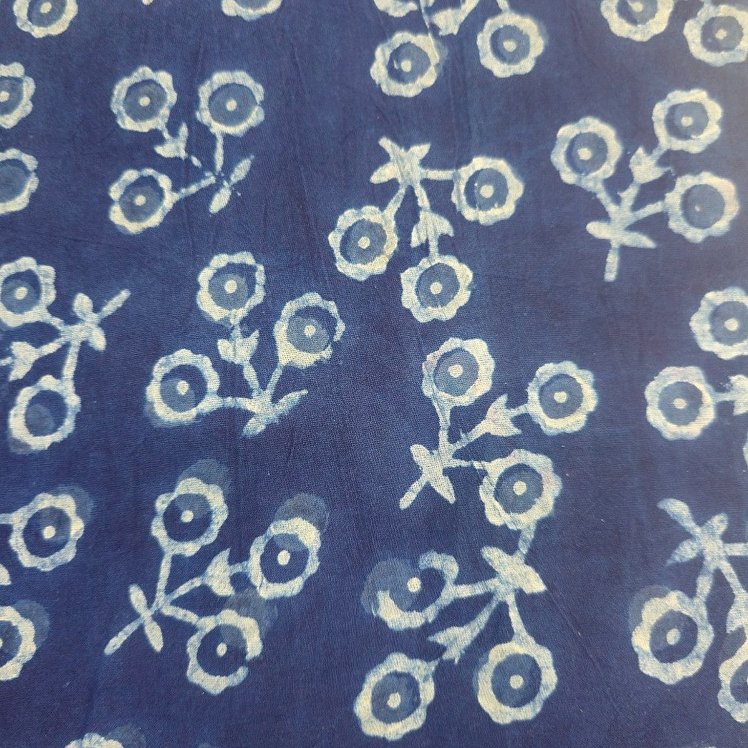 Indigo Floral Cotton Fabric - EB12632