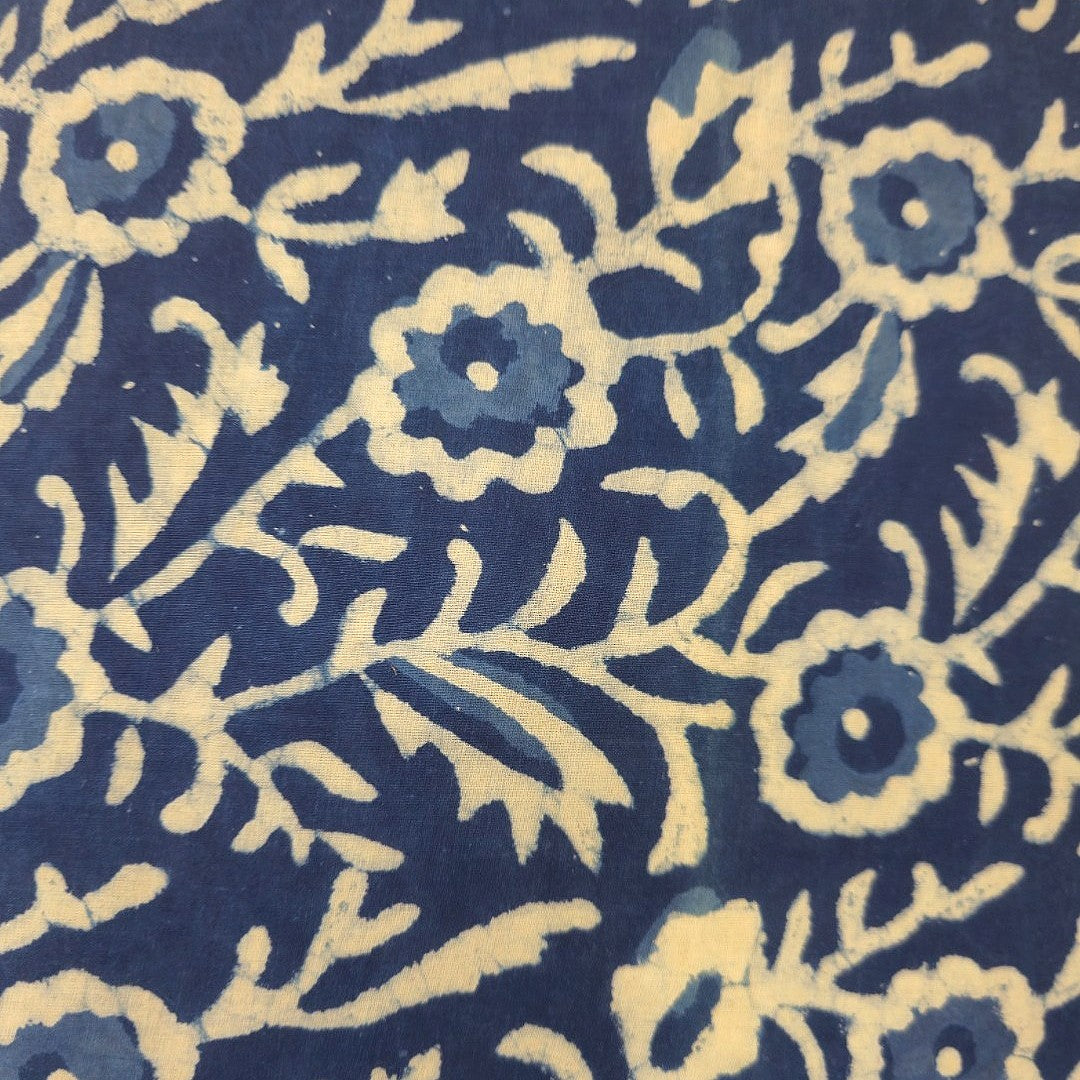 Indigo Floral Cotton Fabric - EB12635
