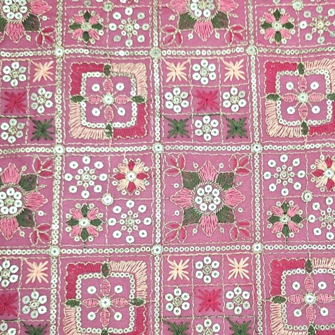Pink Embroidery Georgette Fabric - EB12648