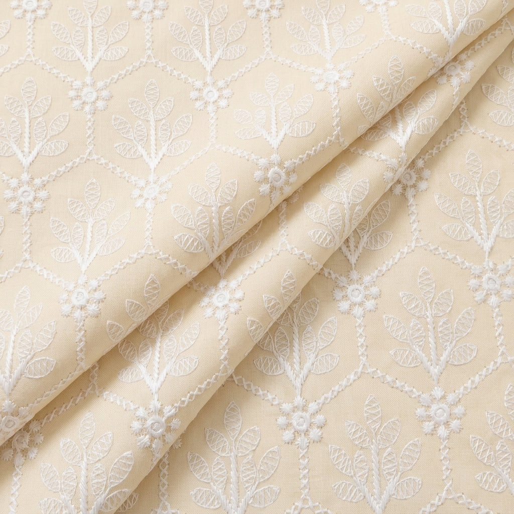 Folded Embroidery Peach Embroidery Cotton Fabric