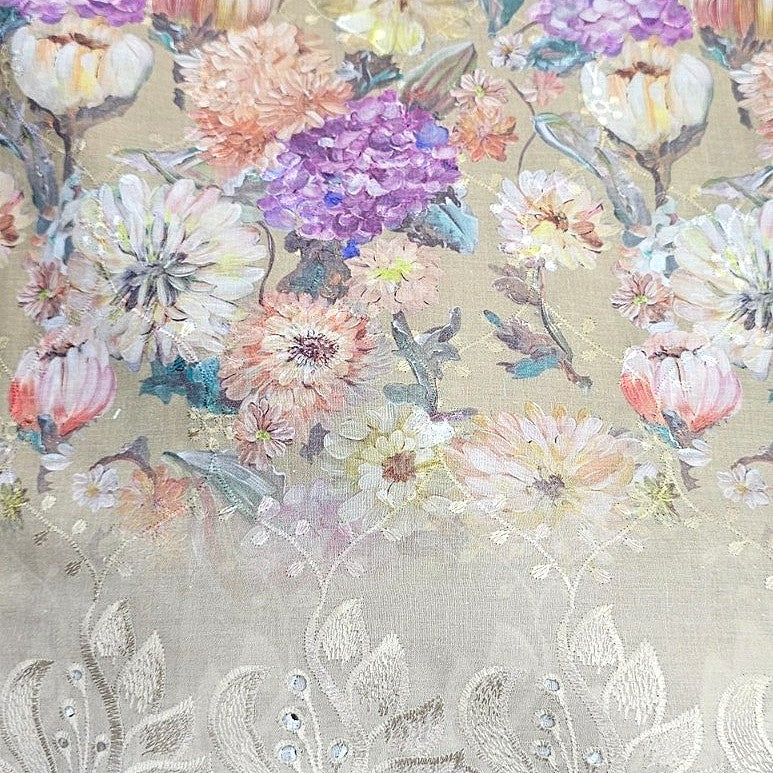 Embroidery Cotton Fabric - EB12659 - Flat fabric