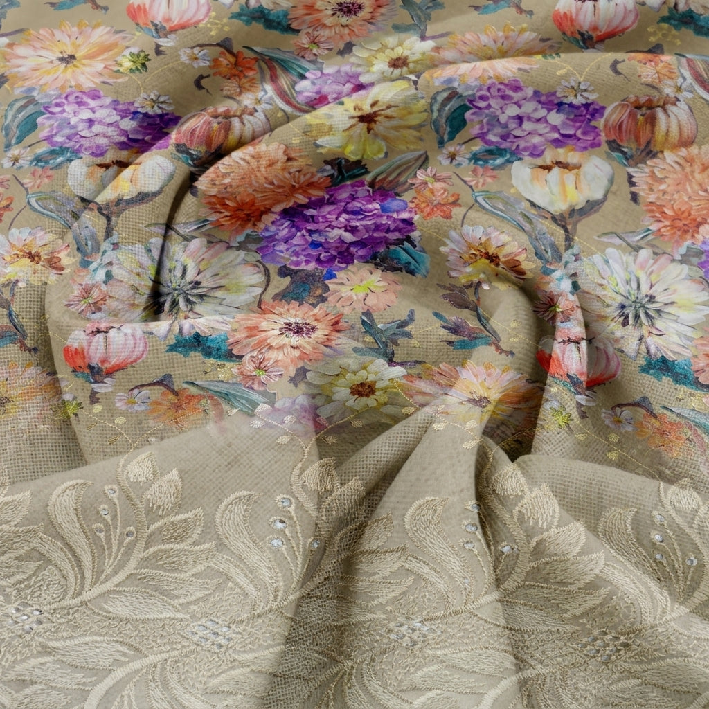 Swirled Embroidery Sandal Embroidery Cotton Fabric