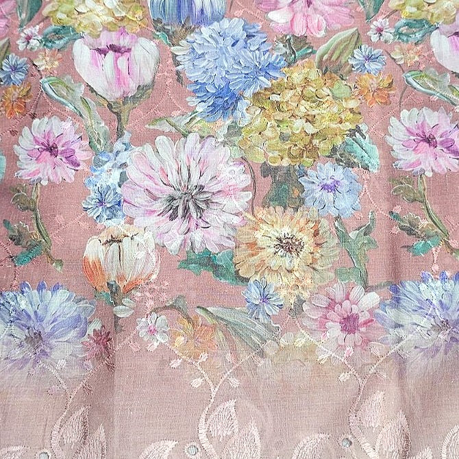 Embroidery Cotton Fabric - EB12661 - Flat fabric