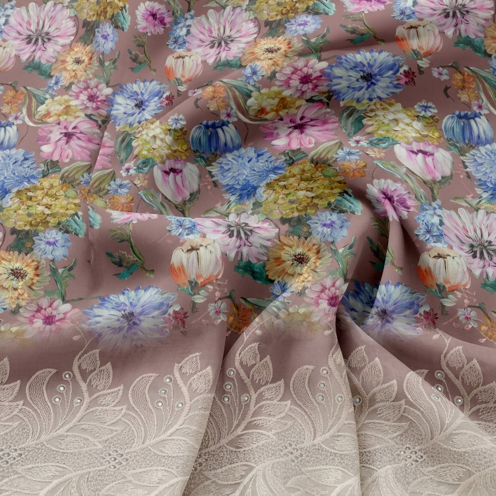 Embroidery Cotton Fabric - EB12661 - Swirl