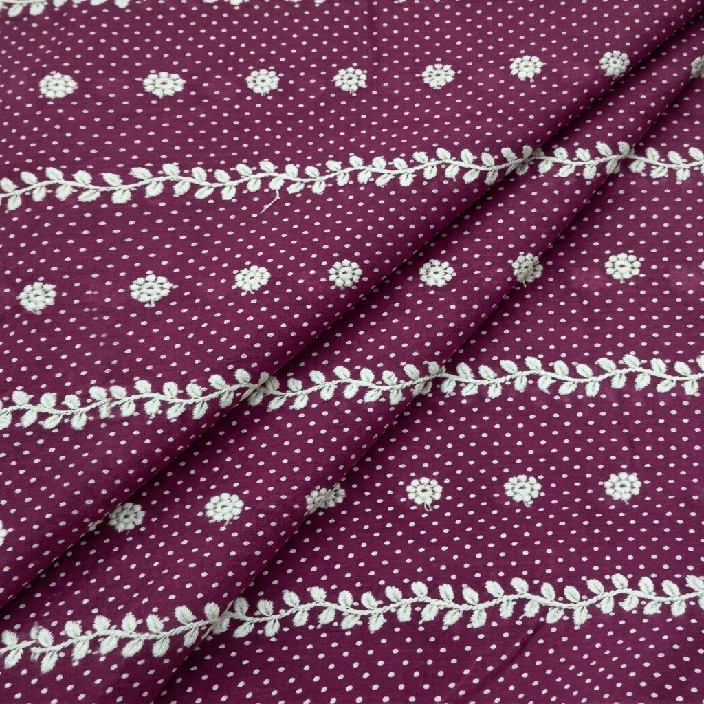 Folded Embroidery Wine Embroidery Cotton Fabric