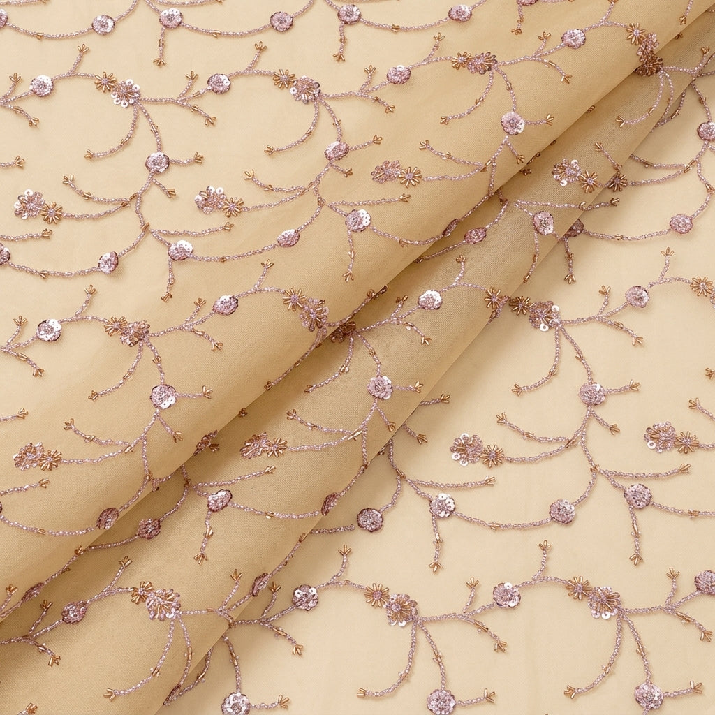 Folded Embroidery Gold Embroidery Tissue Fabric