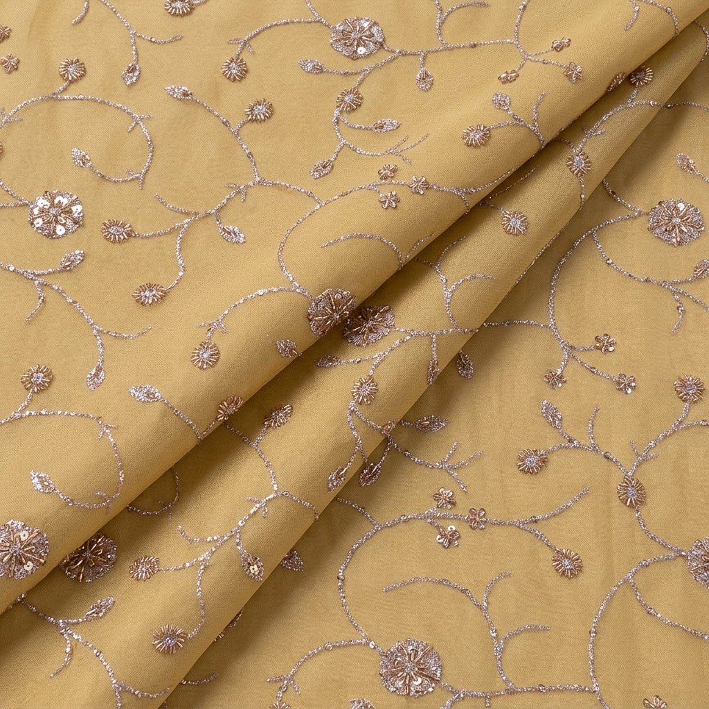 Folded Embroidery Gold Embroidery Tissue Fabric