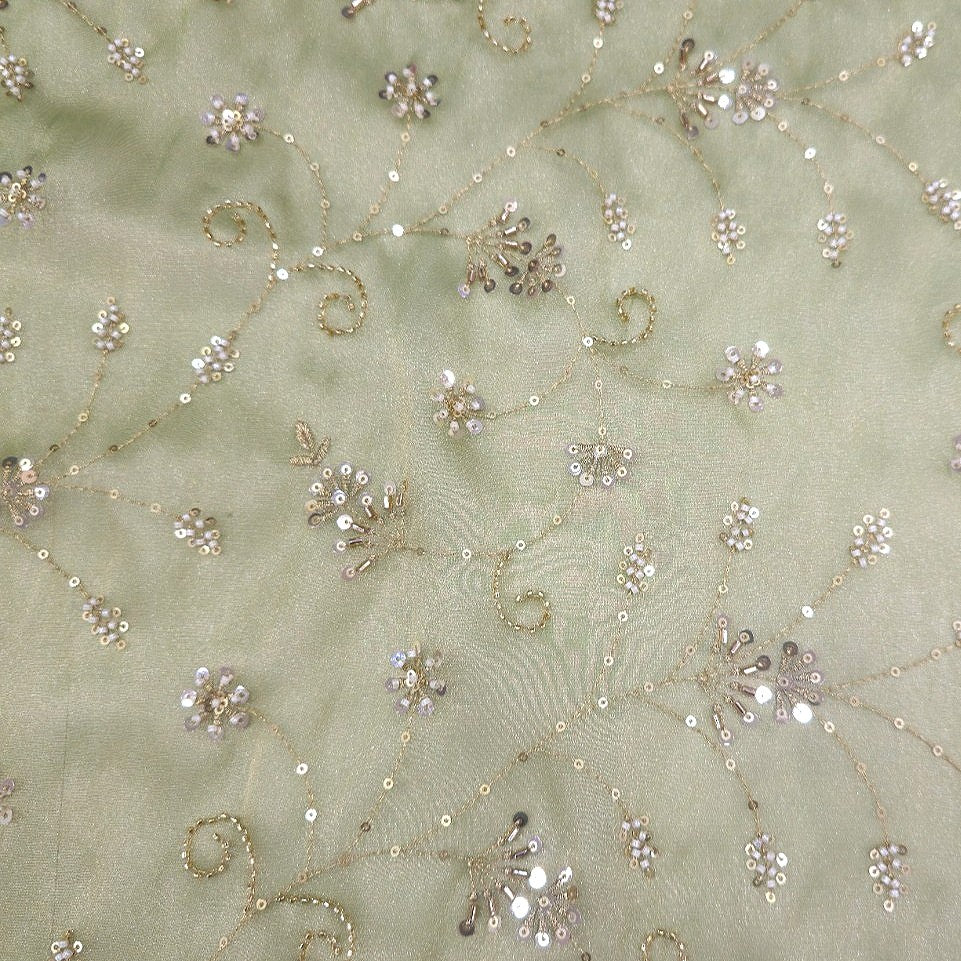 Green Embroidery Tissue Fabric - EB12672