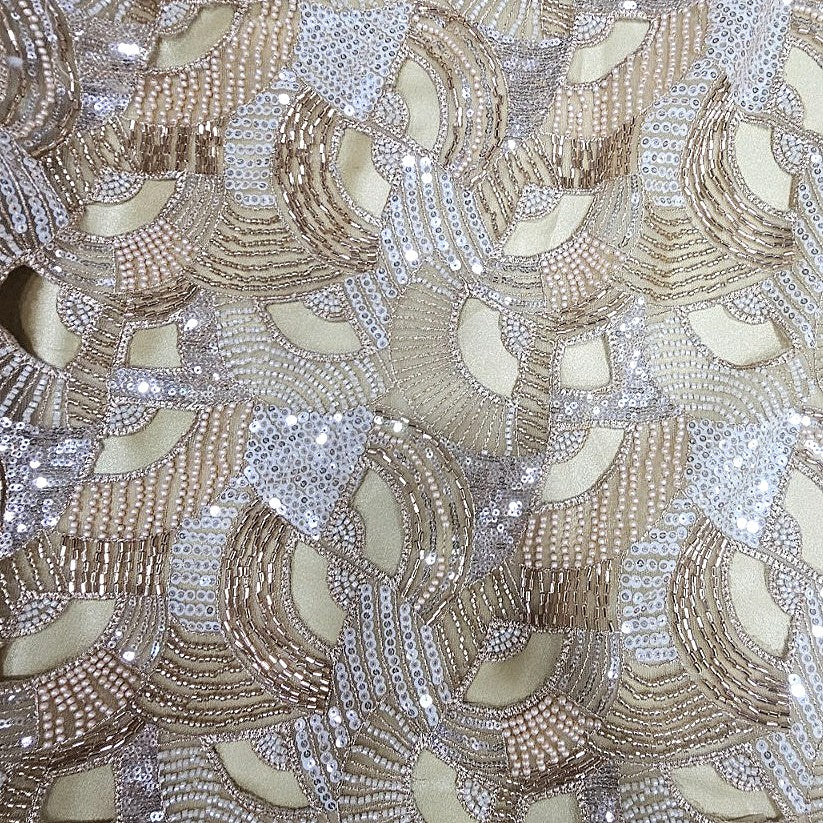Gold Embroidery Net Fabric - EB12688