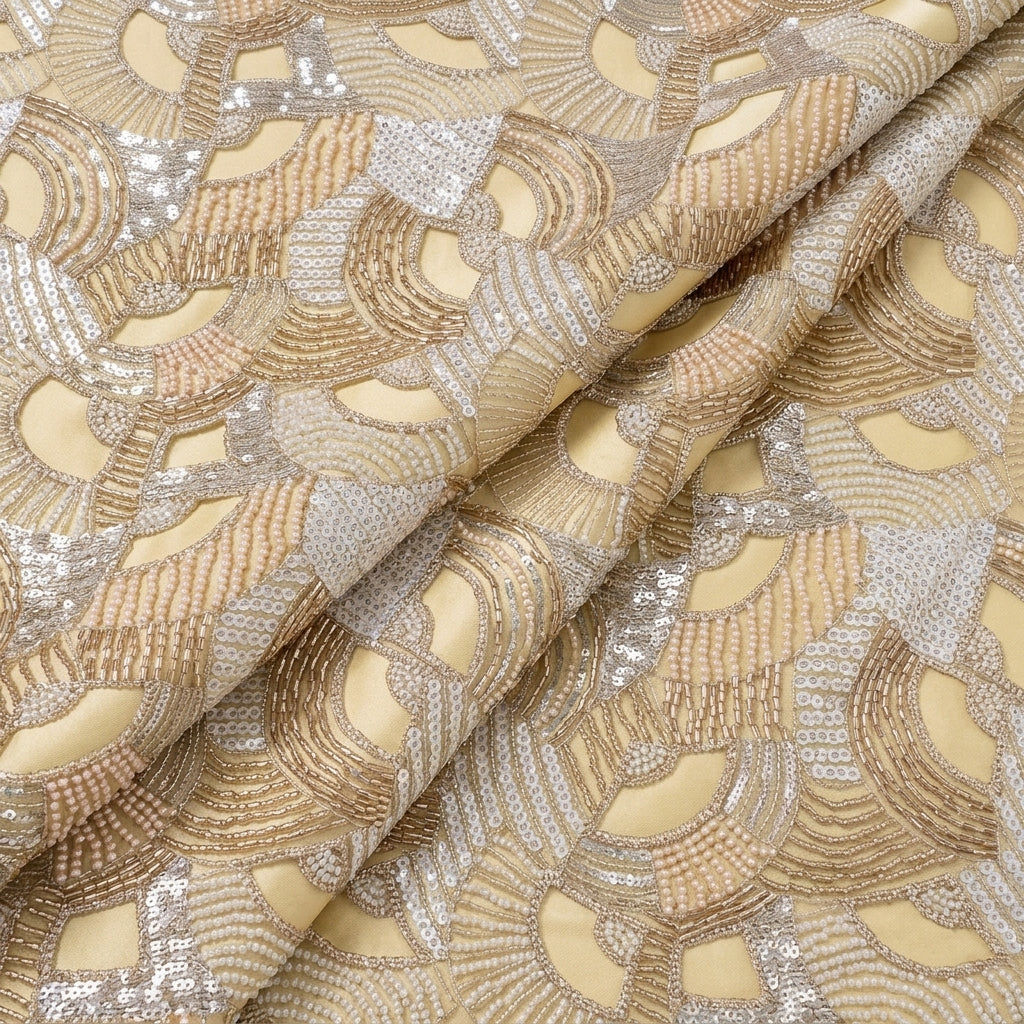 Gold Embroidery Net Fabric - EB12688