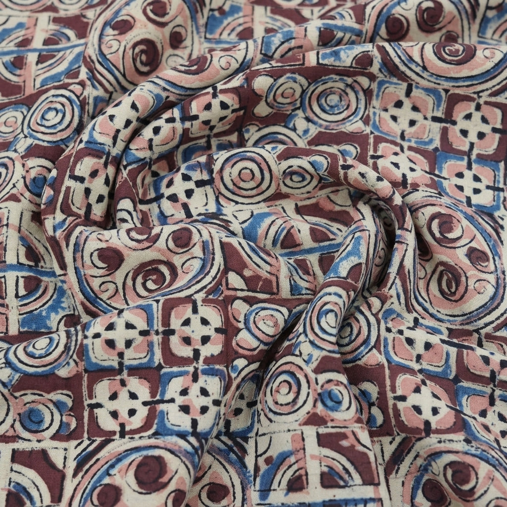 Maroon Kalamkari Cotton Fabric - EB12706