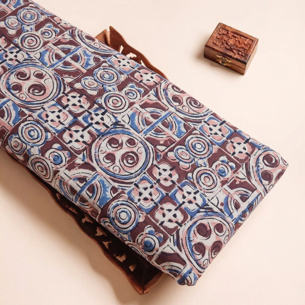 Maroon Kalamkari Cotton Fabric - EB12706