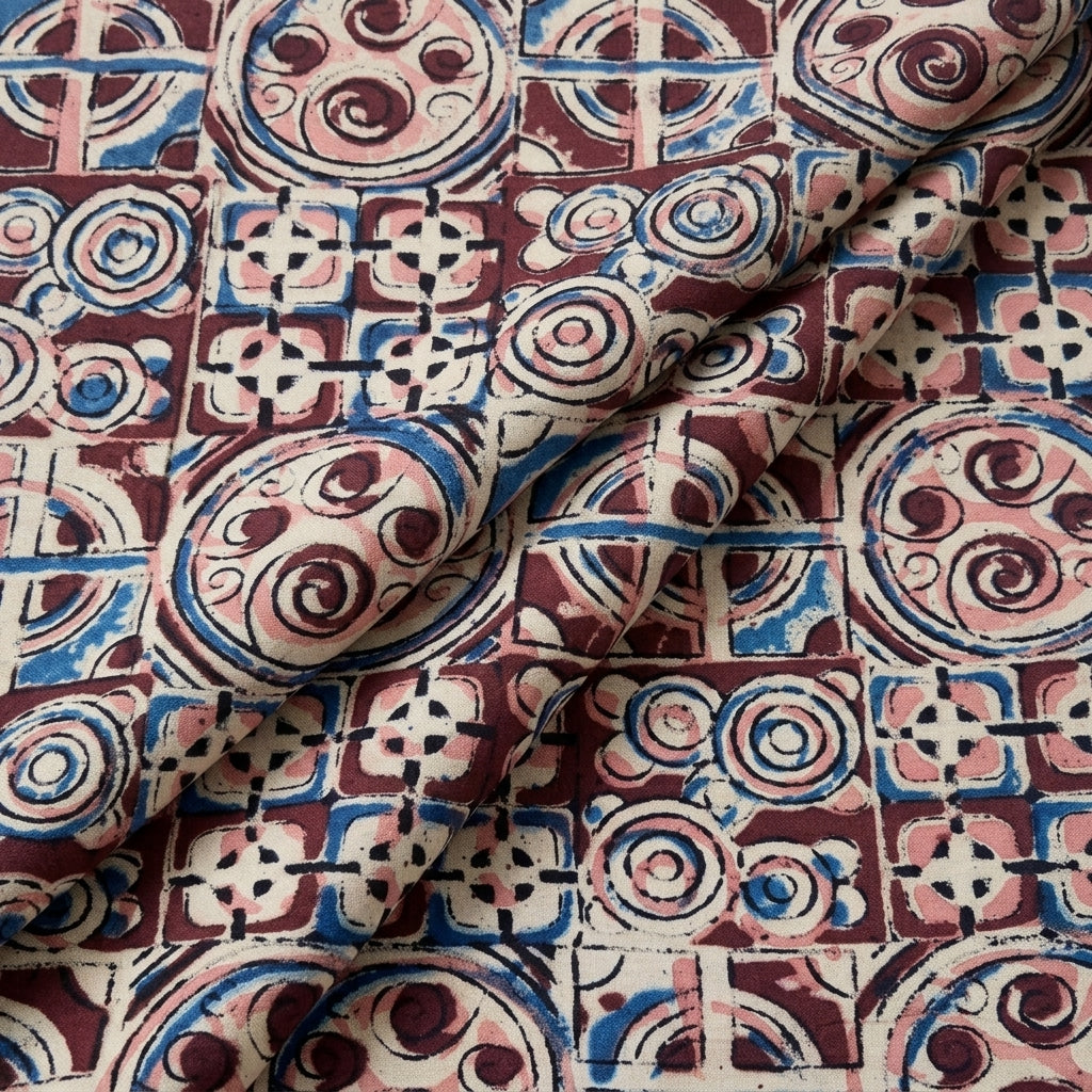 Maroon Kalamkari Cotton Fabric - EB12706