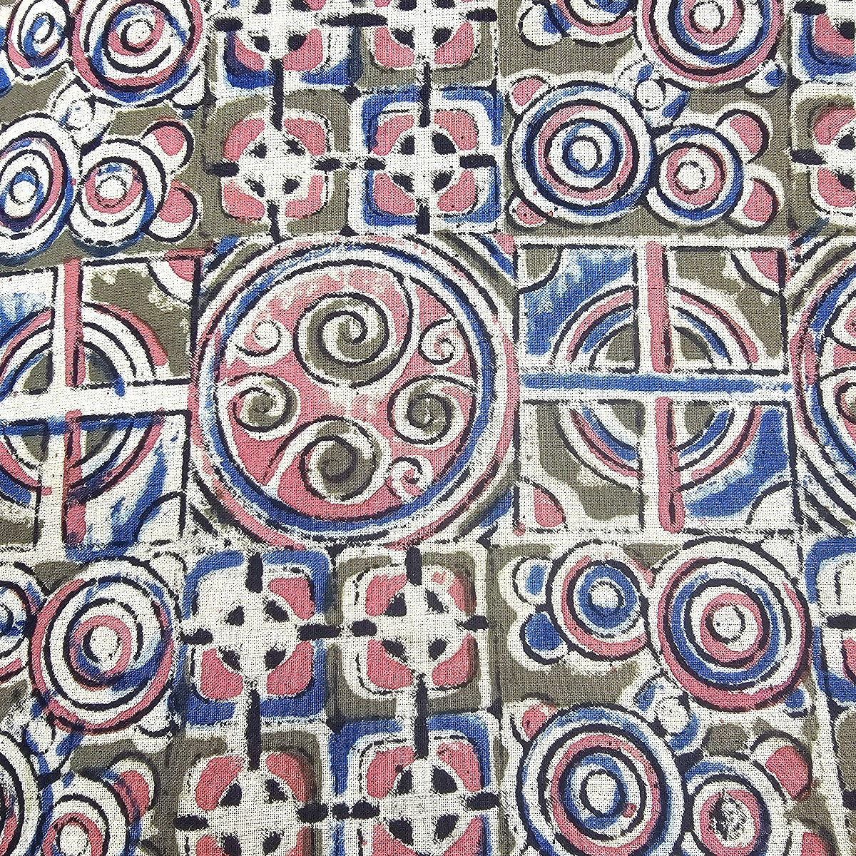 Green Kalamkari Cotton Fabric - EB12707