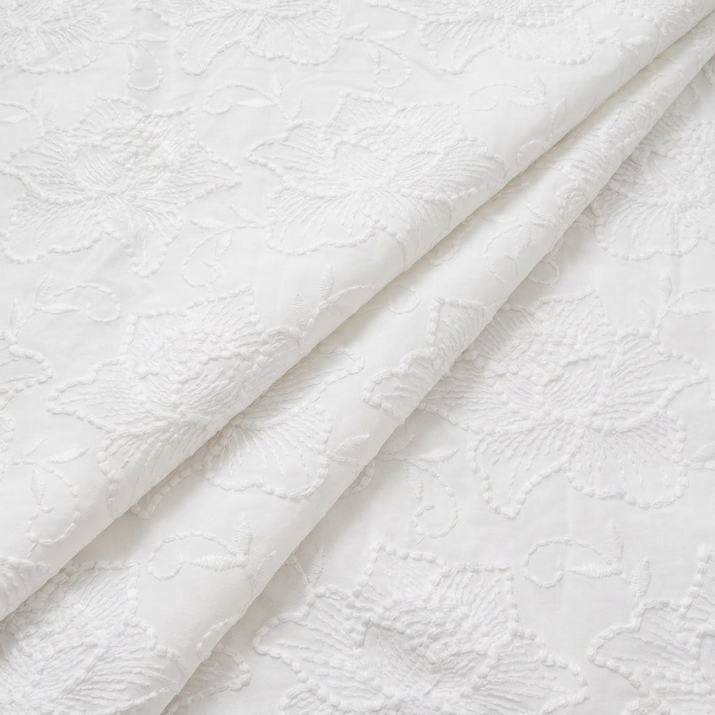 White Embroidery Cotton Fabric - EB12727