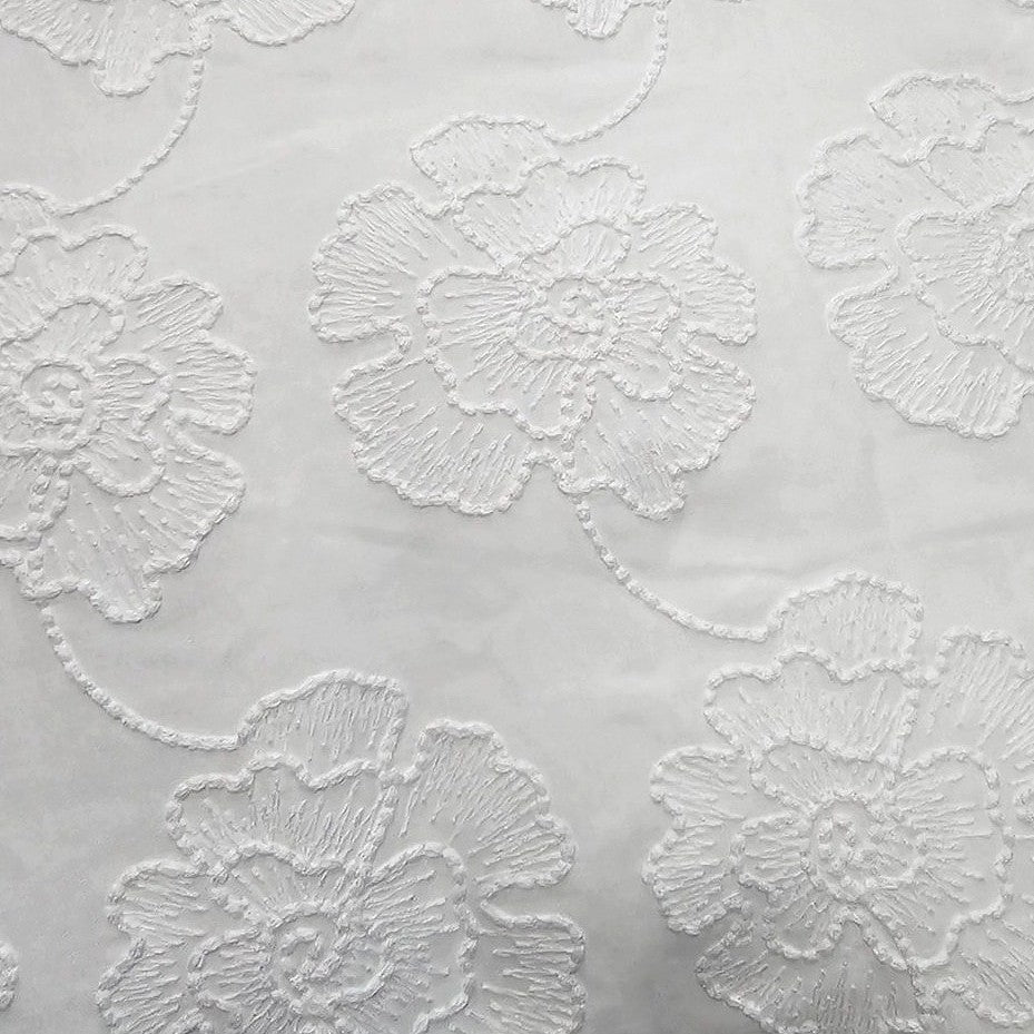 White Embroidery Cotton Fabric - EB12728
