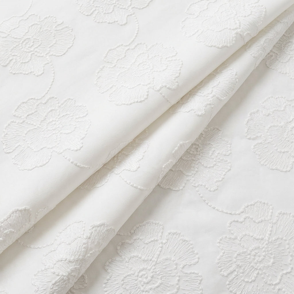 White Embroidery Cotton Fabric - EB12728