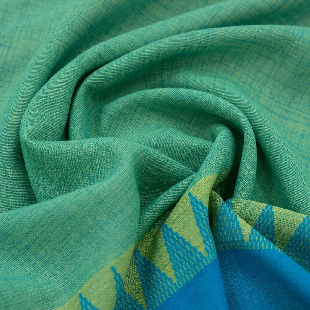 Swirled Zari Border Green Zari Border Cotton Fabric