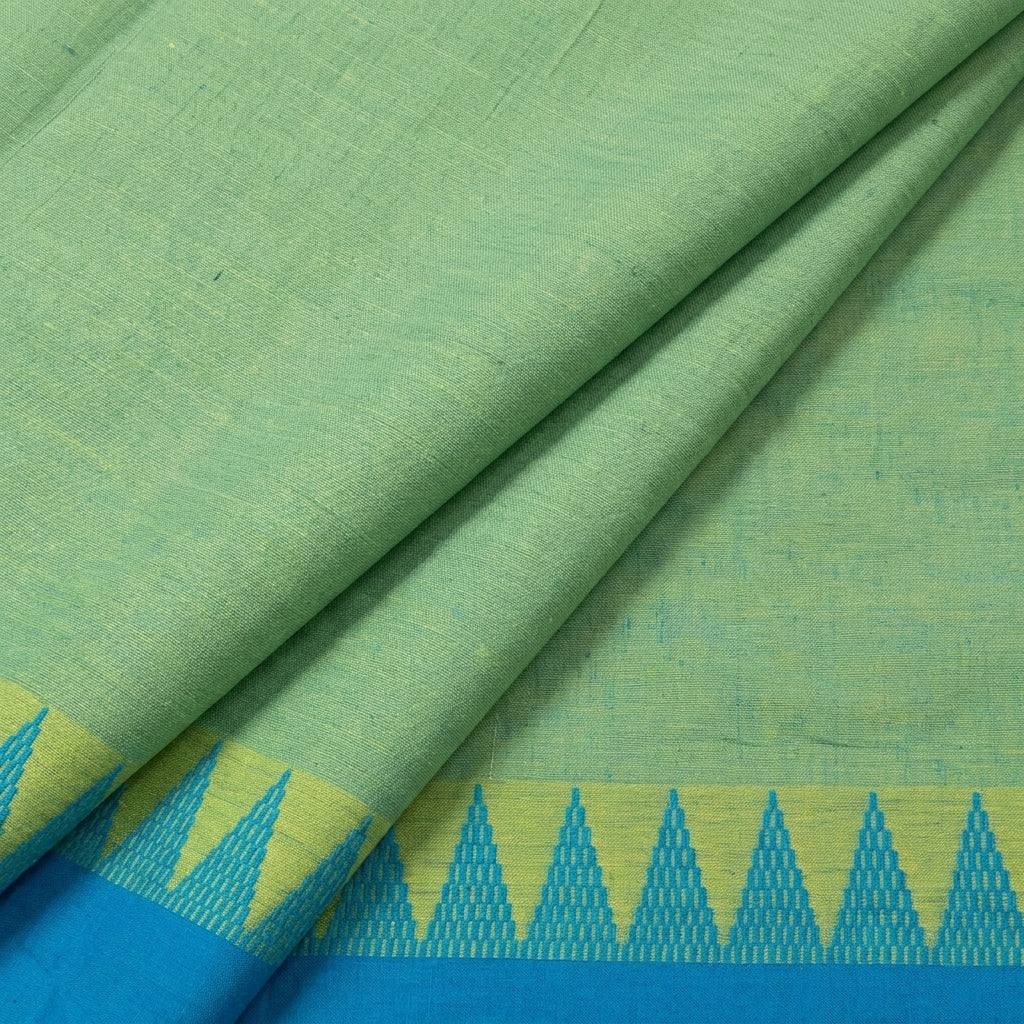 Folded Zari Border Green Zari Border Cotton Fabric