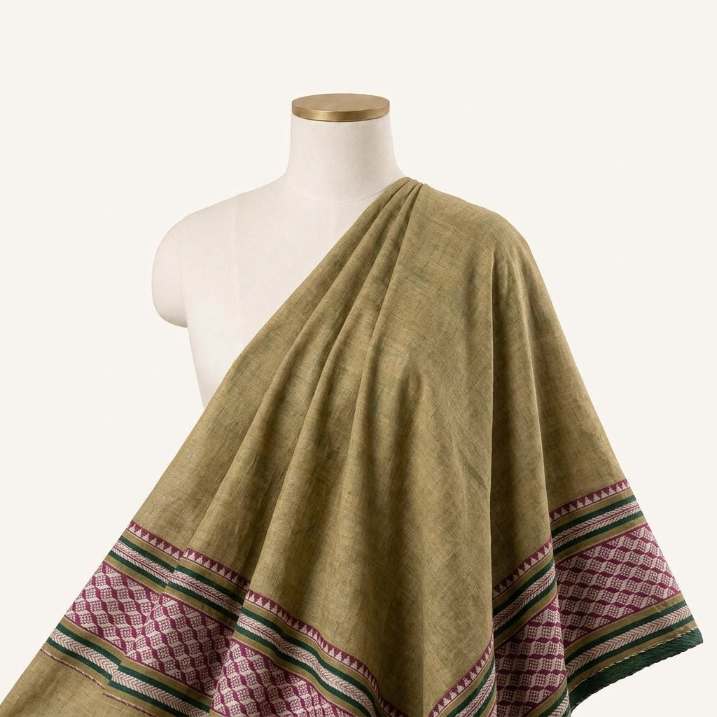 Zari Border Cotton Fabric - EB12752 - saree_drape