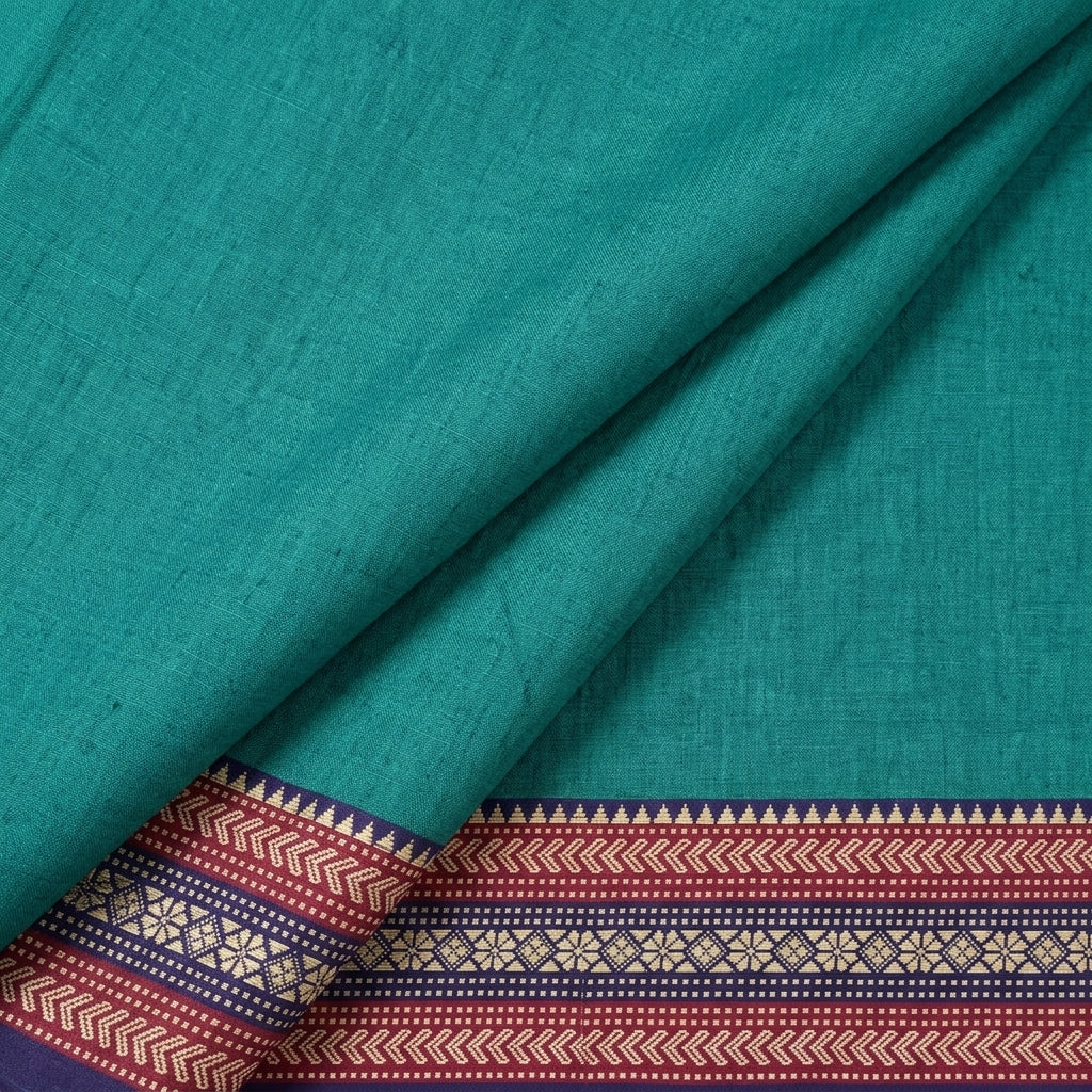 Folded Zari Border Green Zari Border Cotton Fabric