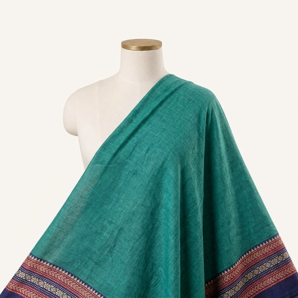 Zari Border Cotton Fabric - EB12760 - saree_drape