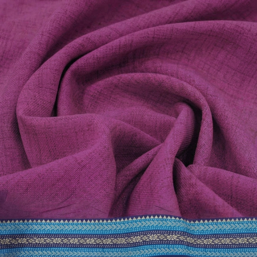 Swirled Zari Border Purple Zari Border Cotton Fabric