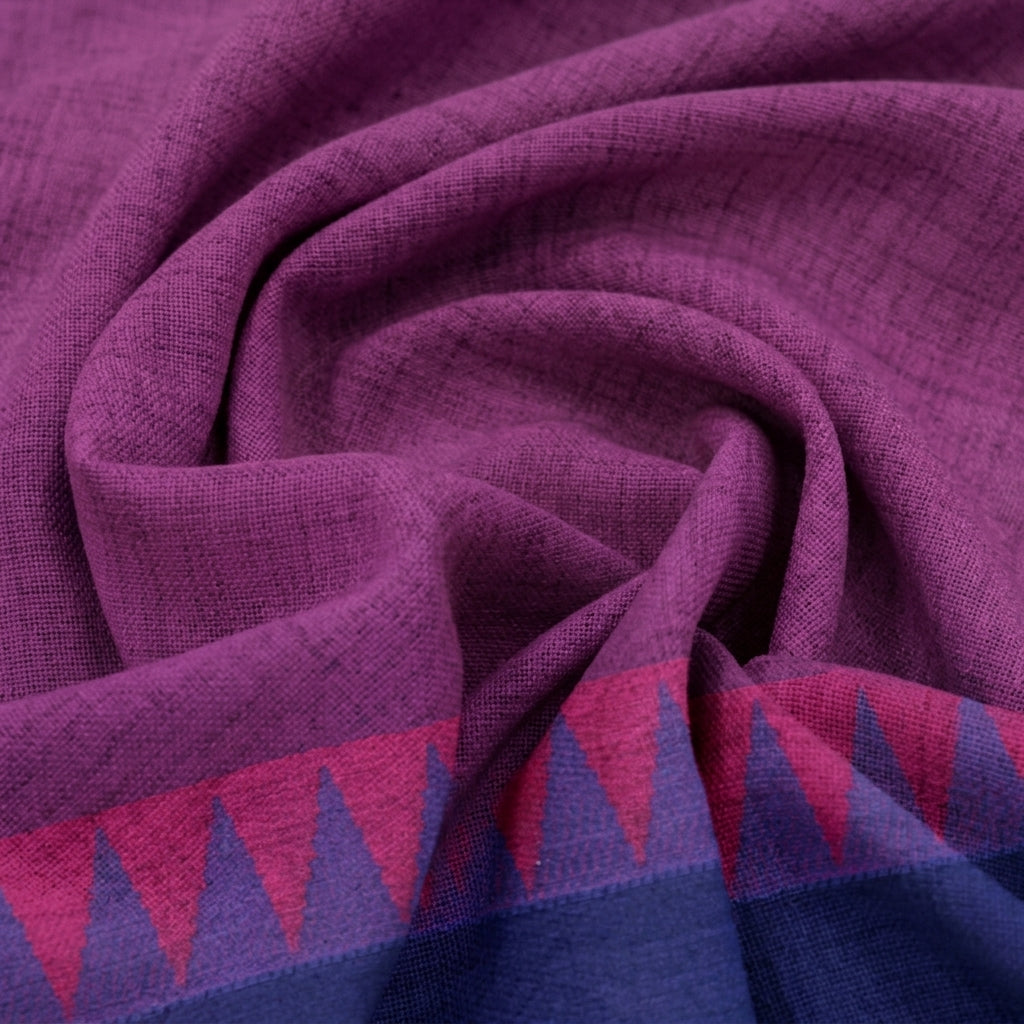 Swirled Zari Border Purple Zari Border Cotton Fabric