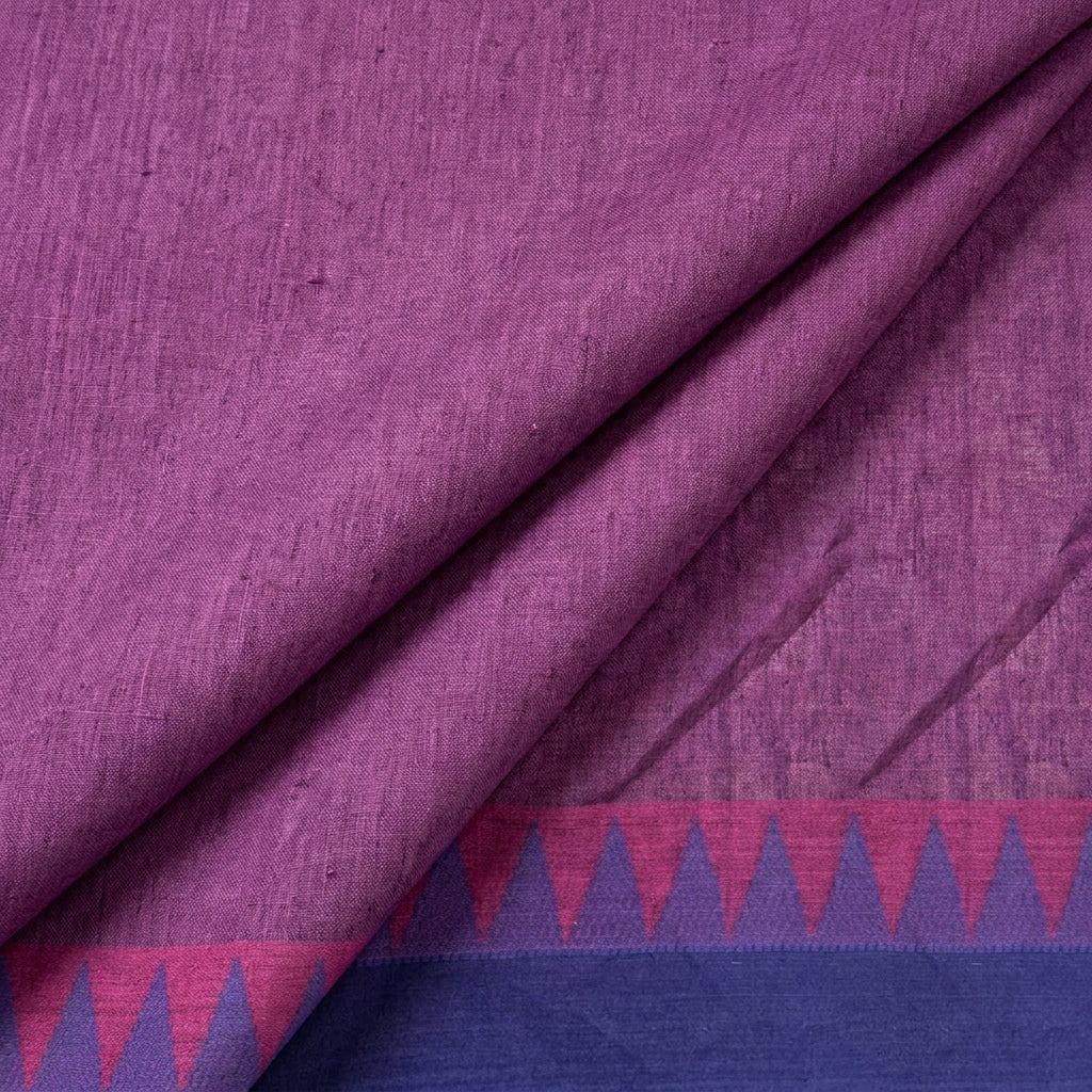 Folded Zari Border Purple Zari Border Cotton Fabric