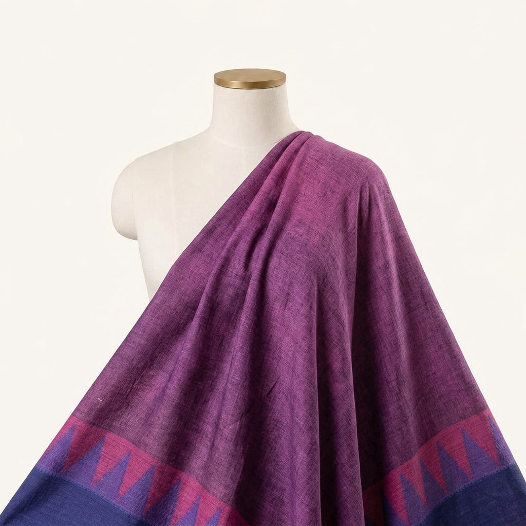Zari Border Purple Zari Border Cotton Fabric Draped as a saree