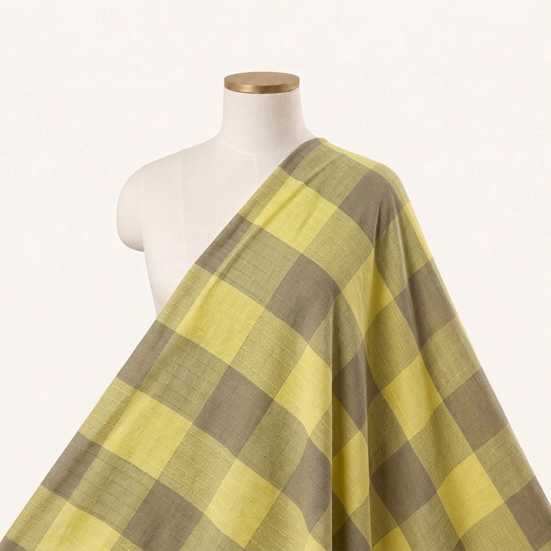 Green Checked Cotton Fabric - EB12769 - EB12769 - Saree Drape