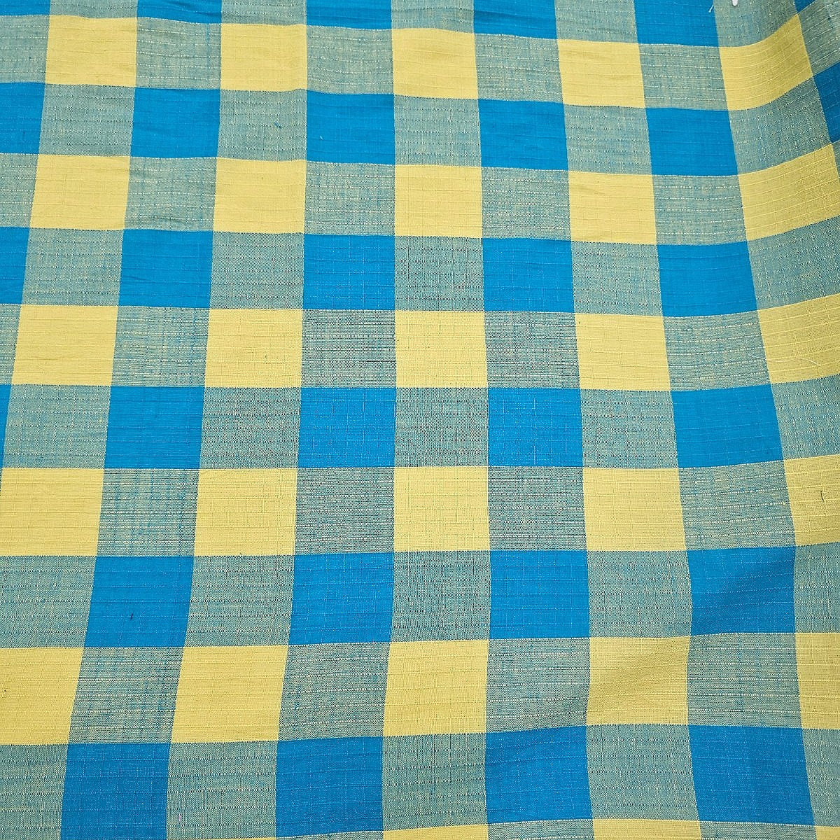 Multicolor Checked Cotton Fabric - EB12770 - EB12770 - Flat fabric