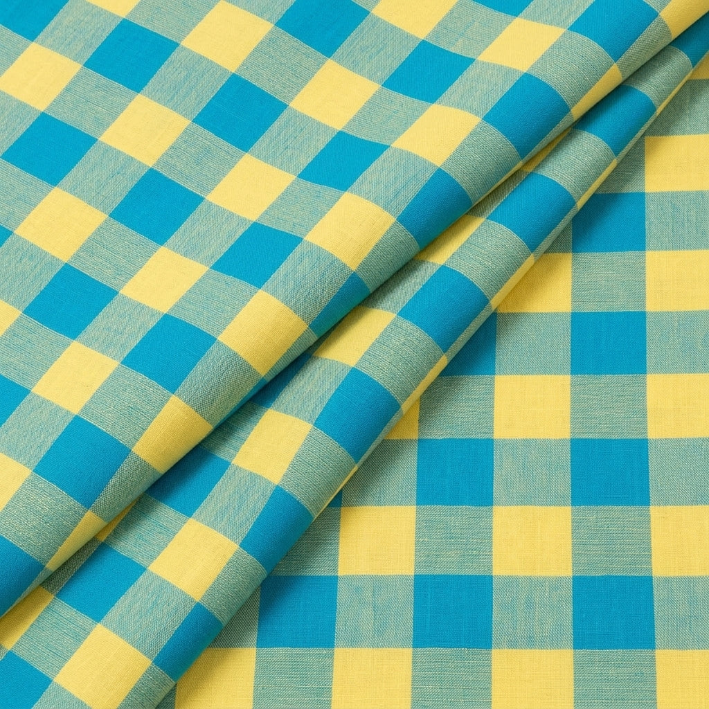 Folded Checked Multicolor Checked Cotton Fabric