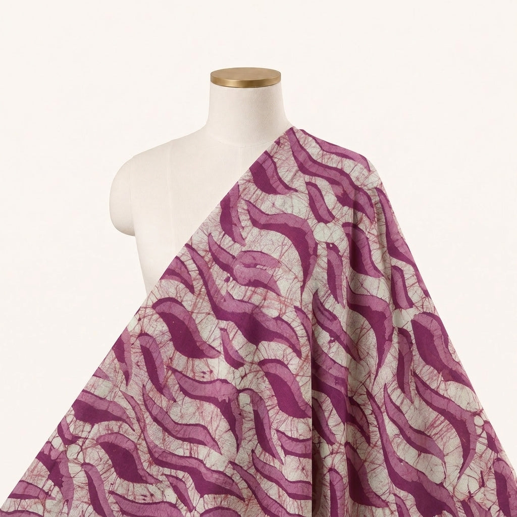 Batik Pink Batik Cotton Fabric Draped as a saree