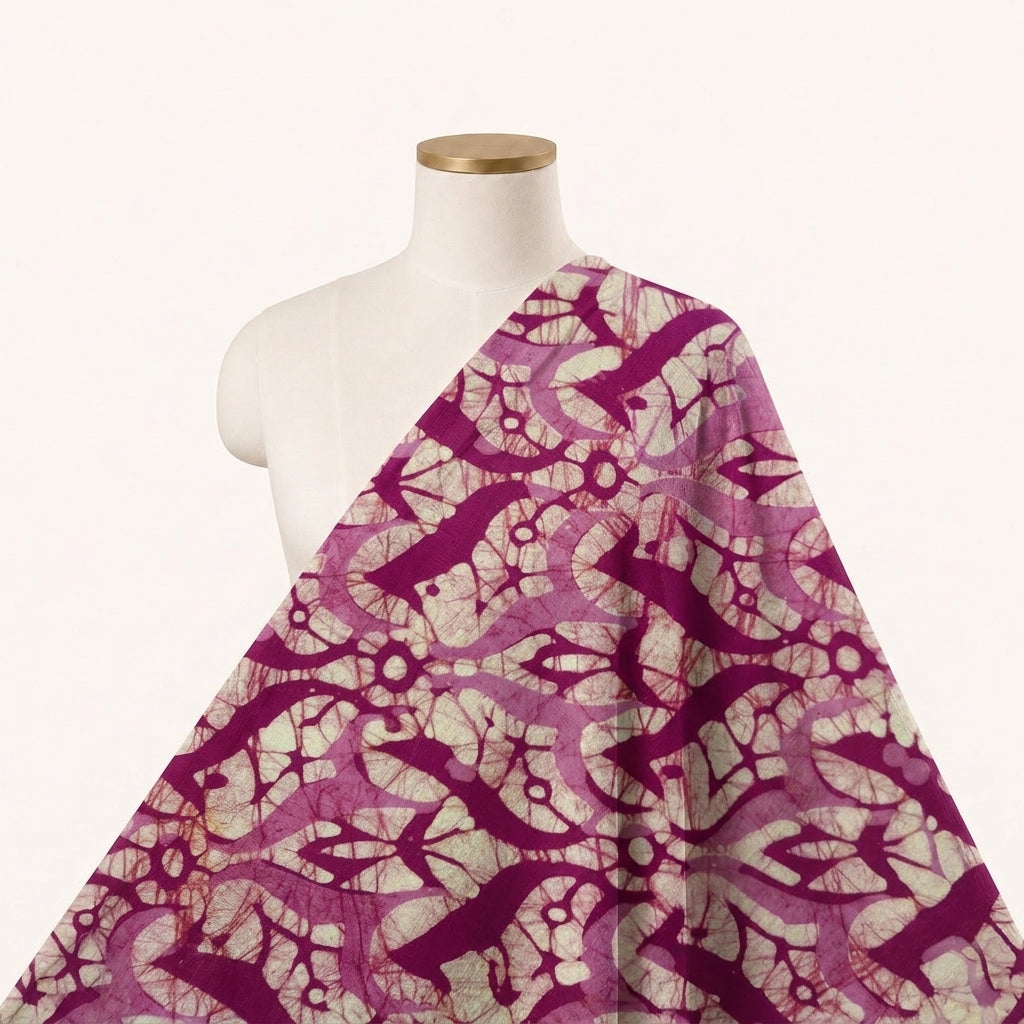 Batik Pink Batik Cotton Fabric Draped as a saree