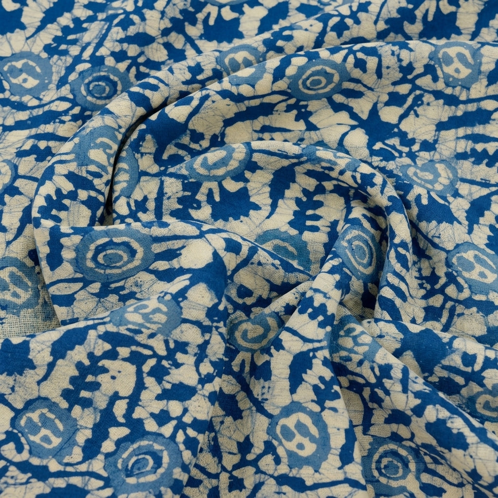 Swirled Batik Blue Batik Cotton Fabric