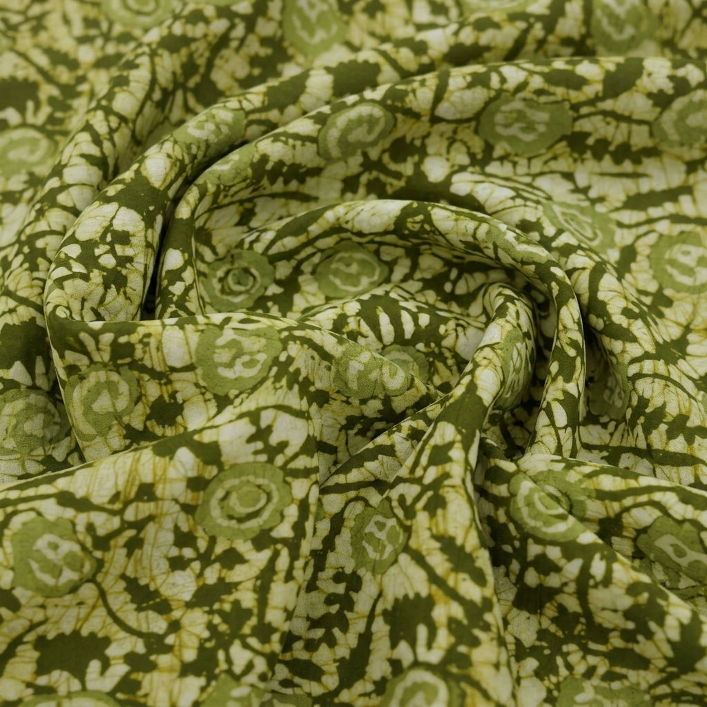 Swirled Batik Green Batik Cotton Fabric