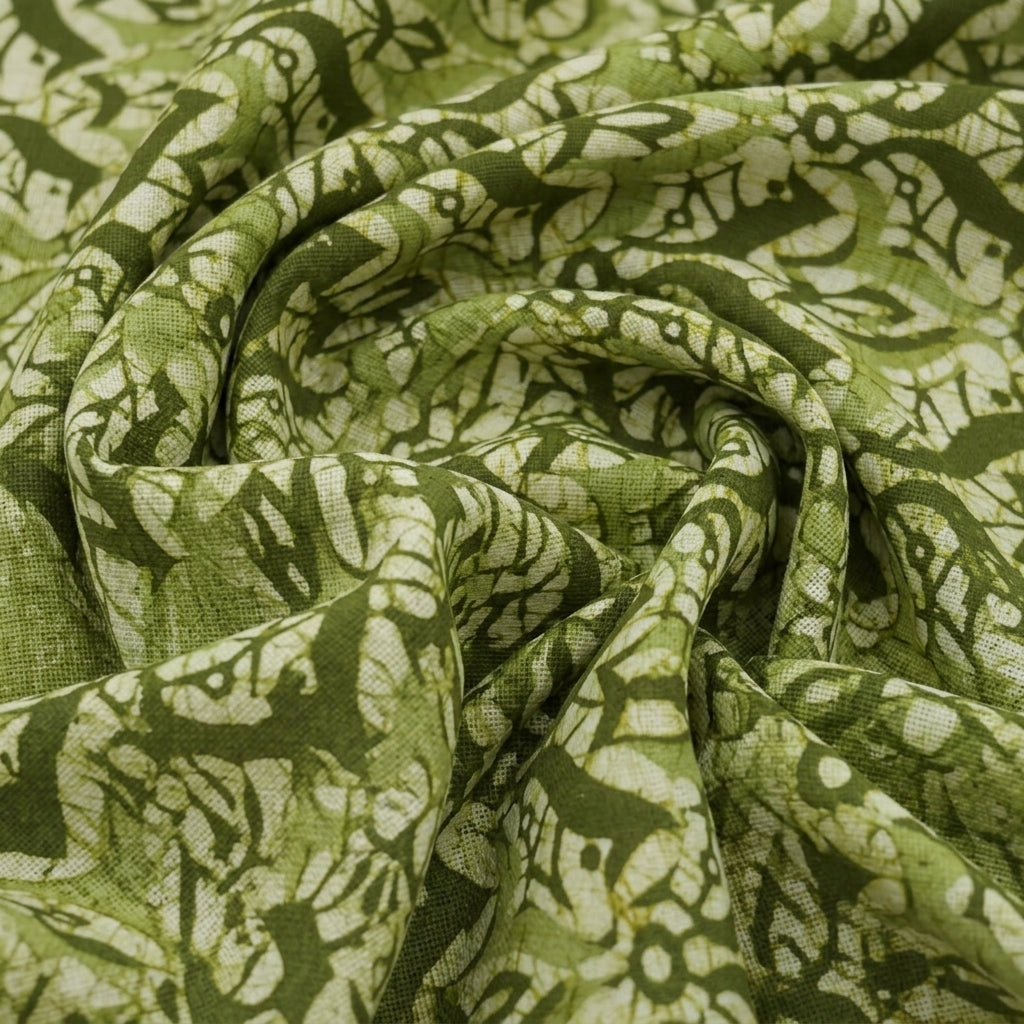 Swirled Batik Green Batik Cotton Fabric
